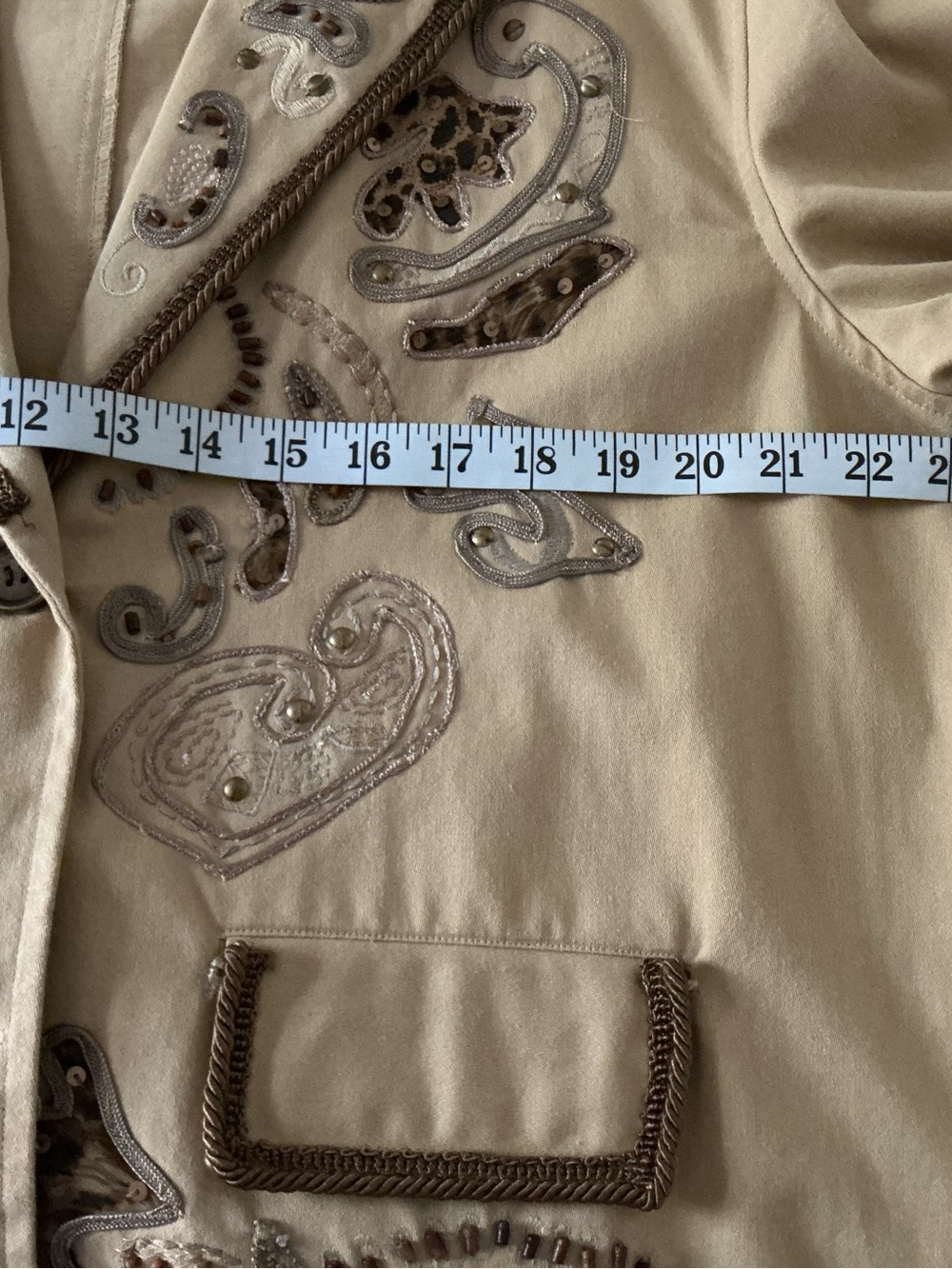 new direction Tan Embellished Paisley Blazer - Picture 7 of 7